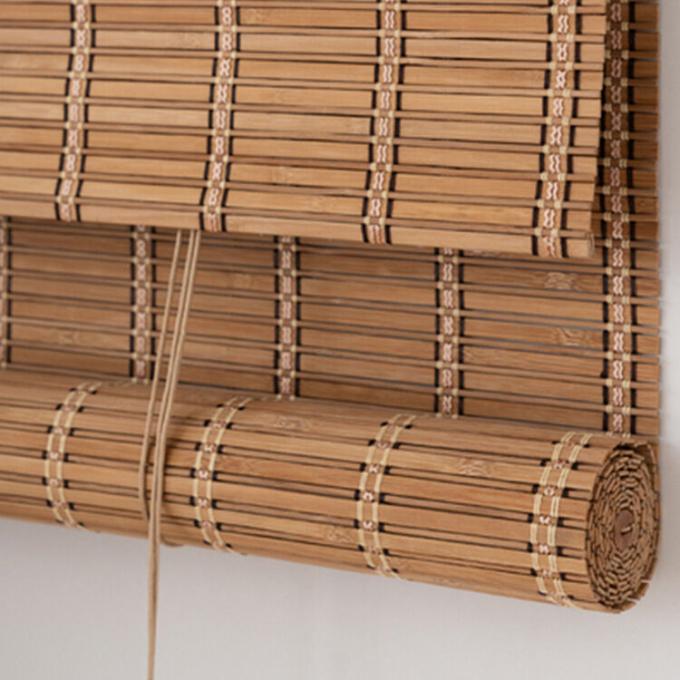 Natura Stile tradizionale Giubbotti di legno Romani Impermeabili Bambù Roll-Up Ombre Porta Modello orizzontale Infisso in tessuto semplice Casa 1
