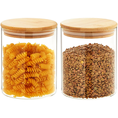 Coperchio di bambù del contenitore di vetro dei coperchi del barattolo della cucina con Straw Silicon Leafproof