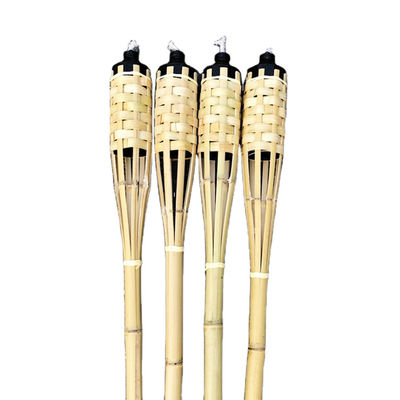 Torcia in bambù naturale con stoppino in fibra di vetro sostituibile - per feste in giardino, matrimoni, illuminazione di sentieri