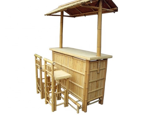 Barre Tiki in bambù con vernice verniciata con bar da spiaggia pieghevoli da tavolo per bevande da banco
