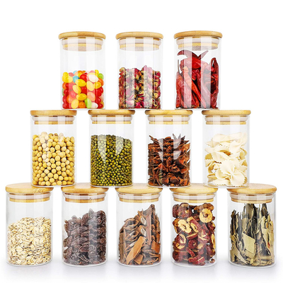 Barattolo di stoccaggio dell'alimento con il coperchio di bambù per Candy, biscotto, riso, zucchero, farina, pasta, dadi