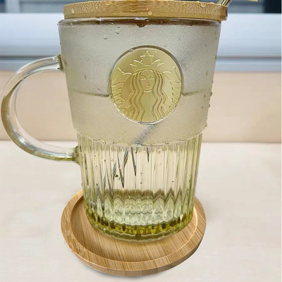 I sottobicchieri di bambù di 6 pacchetti 9cm in tondo modellano il laser Logo Bar Home Cup Coasters