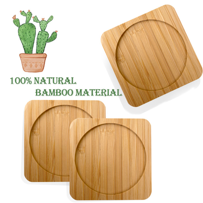 I sottobicchieri di bambù di 6 pacchetti 9cm in tondo modellano il laser Logo Bar Home Cup Coasters