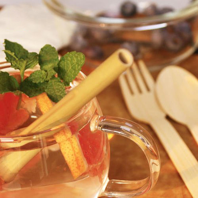 Le paglie di bambù organiche concimabili hanno personalizzato Logo Travel Juice Cocktail Use