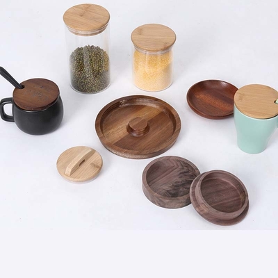 Lo stoccaggio della cucina stona il coperchio di bambù del barattolo del quadrato rotondo con silicio Ring Airtight