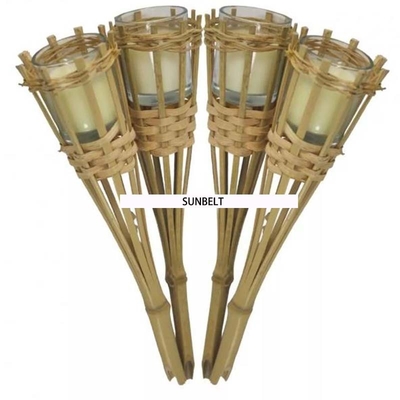 torce di bambù del partito di Tiki Torch Hand Woven Bamboo del giardino di 115cm