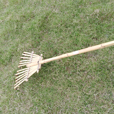12 rastrello di bambù del dente 140cm fatto a mano per il rastrello del prato inglese del giardino della foglia dello stagno