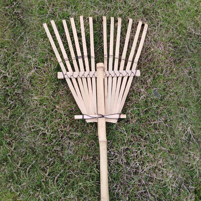 12 rastrello di bambù del dente 140cm fatto a mano per il rastrello del prato inglese del giardino della foglia dello stagno
