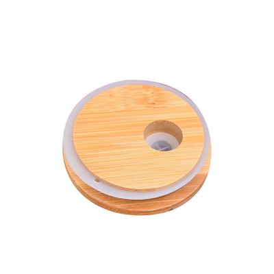 Silicio Ring Bamboo Airtight Lids Mouth ampio Mason Jar Glass Beer Can con Straw Hole
