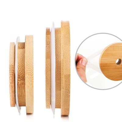 Coperchi di bambù regolari del barattolo di Mason Jar 70mm della bocca con Straw Hole Reusable Jar Lids