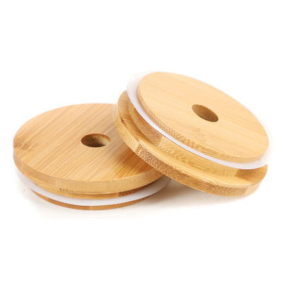 Coperchi di bambù regolari del barattolo di Mason Jar 70mm della bocca con Straw Hole Reusable Jar Lids