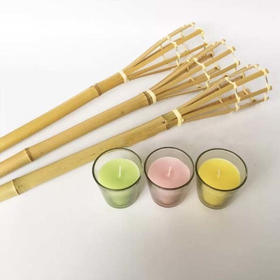 torce di bambù del partito di Tiki Torch Hand Woven Bamboo del giardino di 115cm