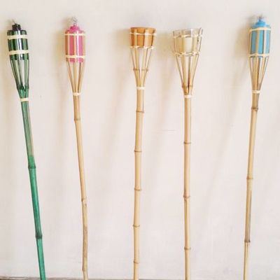 torce di bambù del partito di Tiki Torch Hand Woven Bamboo del giardino di 115cm