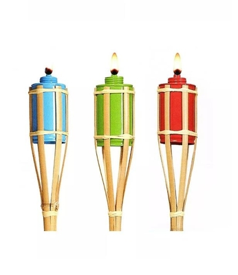 Torcia di bambù naturale all'aperto Tiki Torch di bambù della decorazione della piattaforma dell'iarda