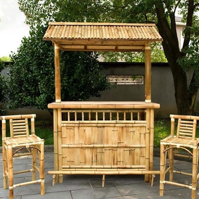Barre Tiki in bambù con vernice verniciata con bar da spiaggia pieghevoli da tavolo per bevande da banco