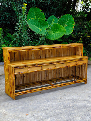 Bambù Tiki Bar With Roof di altezza di 220 cm gli sgabelli da bar di bambù di 4 pezzi