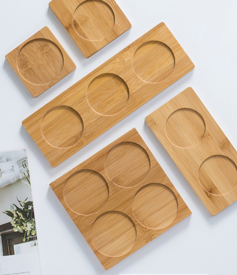I sottobicchieri di bambù di 6 pacchetti 9cm in tondo modellano il laser Logo Bar Home Cup Coasters