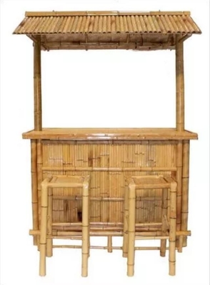 Bamboo Beach Tiki Bar con portabottiglie Sedie da bere in bambù con supporto dorsale