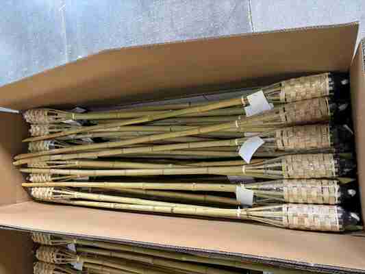 Torcia in bambù naturale con stoppino in fibra di vetro sostituibile - per feste in giardino, matrimoni, illuminazione di sentieri