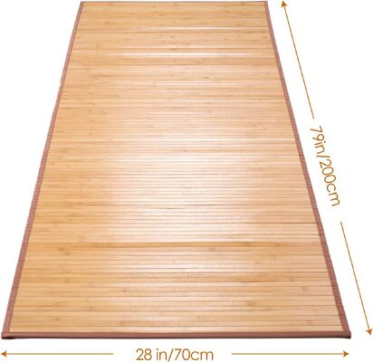 Tappetino in bambù realizzato a mano con resistente mix di poliestere e design a trama piatta per soggiorno e ingresso
