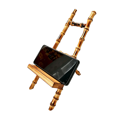 Supporto per smartphone e tablet fatto a mano in bambù naturale all'ingrosso di fabbrica, accessorio artigianale da scrivania in bambù per decorazione di casa e ufficio